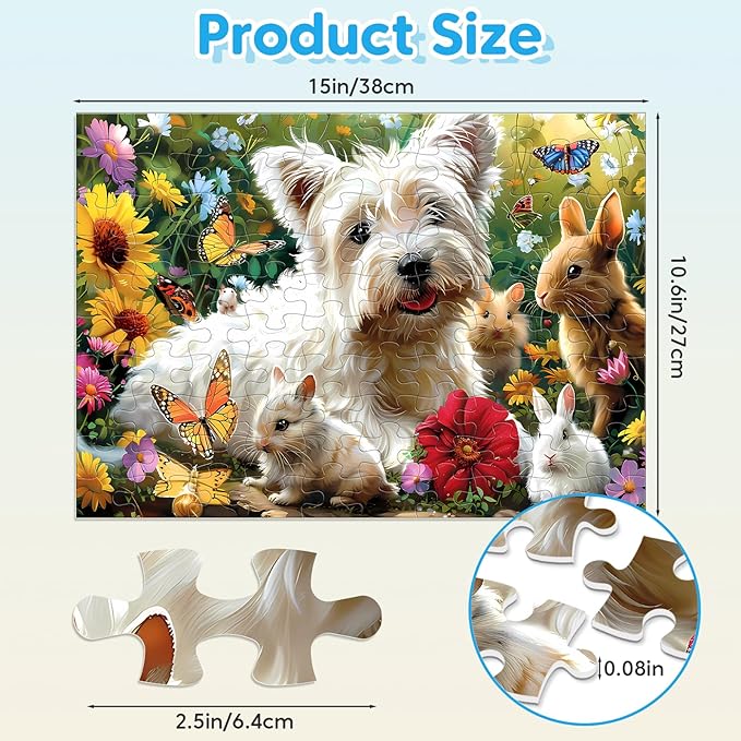 Jeacirio 4 Packs 100 Piece Puzzles for Kids Ages 4-6 - Lovely Animals Large Piece Jigsaw Puzzles for Seniors Educational Toys Gifts Kids Puzzle for 4 5 6 7 8 9 Year Olds Boys Girls