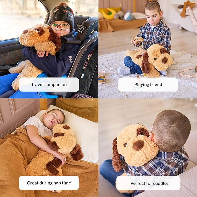 ODOXIA Weighted Stuffed Animal for Anxiety | 5 Lbs | Calming & Comforting | Dog Stuffed Animal Sensory | Weighted Plush Toy | for Adults and Kids | Includes Carrying Bag
