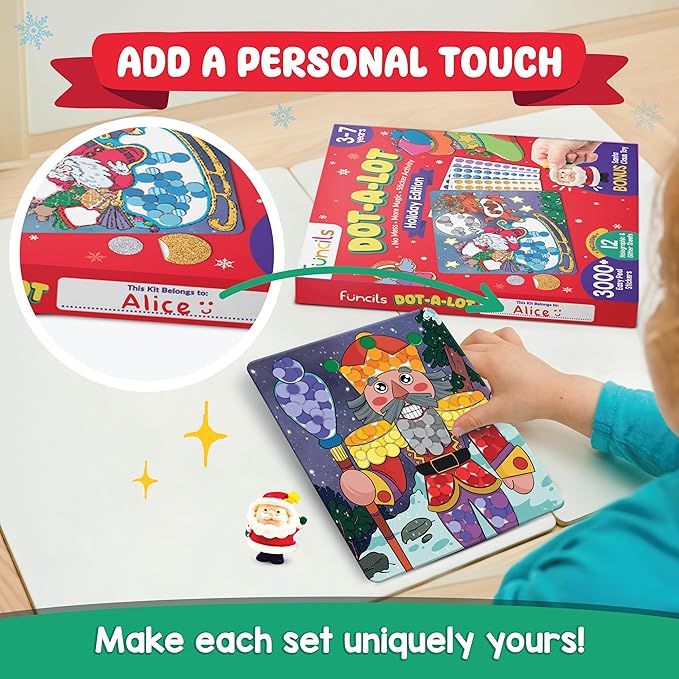 Christmas Special - Dot Stickers for Toddlers, Holiday Theme Dot Art Activity for Kids, DIY Craft Kit, Stocking Stuffers, Christmas Gift for Boys & Girls Ages 3, 4, 5, 6, 7 Year Old