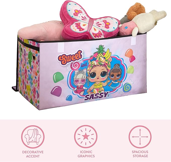 LOL Surprise Collapsible Children’s Storage Trunk - Durable with Soft Lid, 28.5"x14.5"x16", Fun and Spacious Organizer for Kids