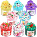 8 Pack Scented Slime kit,3 Clear and 5 Butter Slime,Peach Super Soft Non-Sticky,Jelly Cube Crunchy Crystal Slime, Birthday Party Favor,Stress Relief Toy for Kids Education