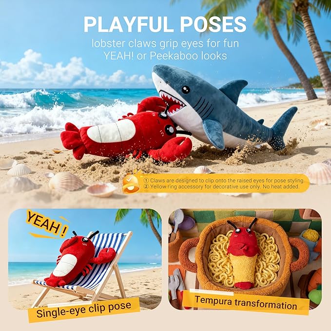 Crustacean Lobster Heating Pad for Period Cramps, Heated Stuffed Animal, Portable USB Electric Heating Pad with Auto Shut Off, Warm Plushie for Belly Back Shoulder Pain Relief, Gift for Mom Women