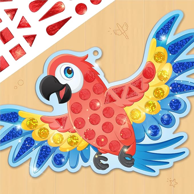 Imagimake Mirror Mosaic Birds Art Set |DIY Craft Kits | Foil Stickers for Boys |Activities for Kids Ages 3-5 | Art Kit for Toddlers | Crafts for Kids Ages 4-8 | 3,4,5,6,7 Year Old Girl Birthday Gift