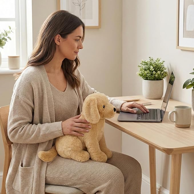 WEIGEDU Labrador Golden Retriever Stuffed Animal Dog Puppy Plush Toy with Embroidered Eyes for Babies Toddlers Kids Adults Ages 1 and Up, No Hard Parts, Machine Washable 12 inches