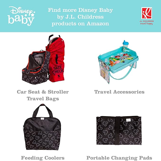 Disney Baby by J.L. Childress Cargo 'N Drinks Parent Tray - Baby Stroller Cup Holder, Essential Travel Accessories, Stroller Caddy Organizer, Fits UPPAbaby, Doona, Nuna, & More - Mickey Mouse