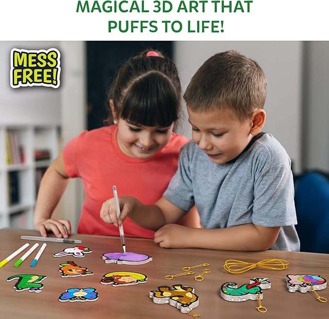 Skillmatics Aqua Puffs - 3D Art Kit, Animals, Mess-Free Paint by Number Craft for Kids, DIY Color Activity, Screen-Free Entertainment, Travel & Creative Gift for Girls & Boys Ages 4, 5, 6, 7, 8, 9, 10