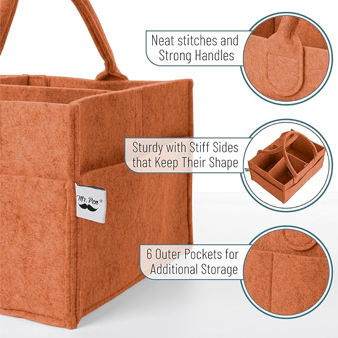 Mr. Pen- Baby Diaper Caddy Organizer, Rustic Warmth, Nursery Storage Bin and Car Organizer for Diapers and Baby Wipes