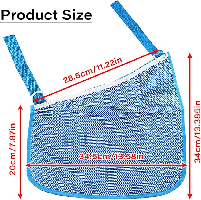 LiXiongBao 2 Pcs Side Sling Stroller Cargo Net,Universal Stroller Organizer Attachment Bag for Storage,Non-Slip and Adjustable Straps Portable Side Sling Storage Mesh Organizer(Blue)