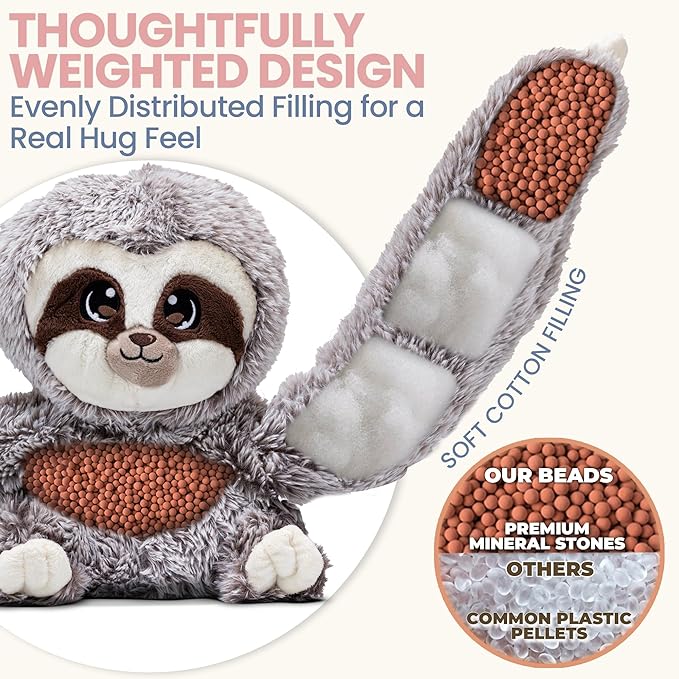Huggle Healers Weighted Stuffed Animals for Adults, Teens and Kids - 36 Inch Long Plush Arms for Hugs - 4.5lb Sloth Stuffed Animal Plushies - Marshmallow Sloth
