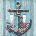 Decorative Switch Plates Anchor Coastal Beach Nautical Coral 2 Gang Double Toggle Outlet Light Switch Cover Wall Plate Electrical Faceplate For Farmhouse Cabin Decor