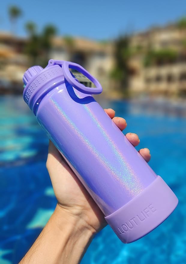 CHILLOUT LIFE 17 oz Kids Insulated Water Bottle for School with Leakproof Spout Lid and Cute Waterproof Stickers, Personalized Stainless Steel Thermos Flask Metal Water Bottle for Girls & Boys