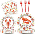 Qyeahkj 100 Pcs Crawfish Boil Party Plates and Napkins Set Crawfish Party Decorations Supplies Lobster Seafood Shrimp Boil Tableware Crawfish Crab Party Favors for Birthday Baby Shower Serve 25