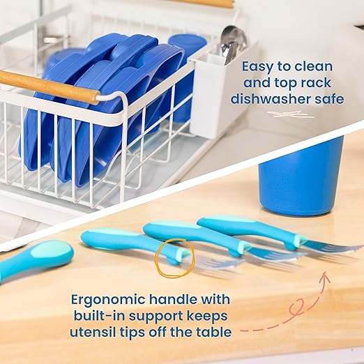 ECR4Kids My First Meal Pal Combo Set, Children's Tableware, Blue, 15-Piece (Pack of 4)