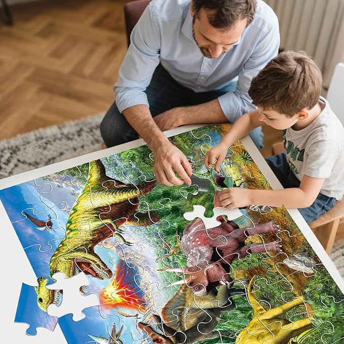 Jumbo Floor Puzzle for Kids,48 Piece Volcano Dinosaur Large Jigsaw Puzzles, Fun Educational Toy for Toddlers Ages 3-5,Preschool Learning Easter Gift for Boy Girl Ages 4-8