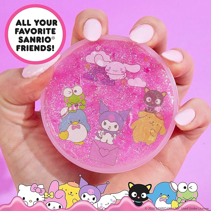SLIMYGLOOP Tattoozee, Hello Kitty and Friends Tattoo Transfer Slime Kit, Sensory Play for Kids Ages 6+, Strawberry Scented, Glitter Texture