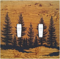 Decorative Switch Plates Forest Pine Silhouette Rustic Wood Grain 2 Gang Double Toggle Outlet Light Switch Cover Wall Plate Electrical Faceplate For Farmhouse Cabin Decor