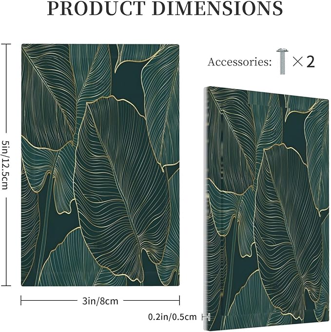 Gold Tropical Green Botanical Palm Leaves Light Switch Cover Plate 1 Gang No Device Blank Electrical Wall Plates Faceplate Decorative Switch Plate Covers for Bedroom Living Room Decor