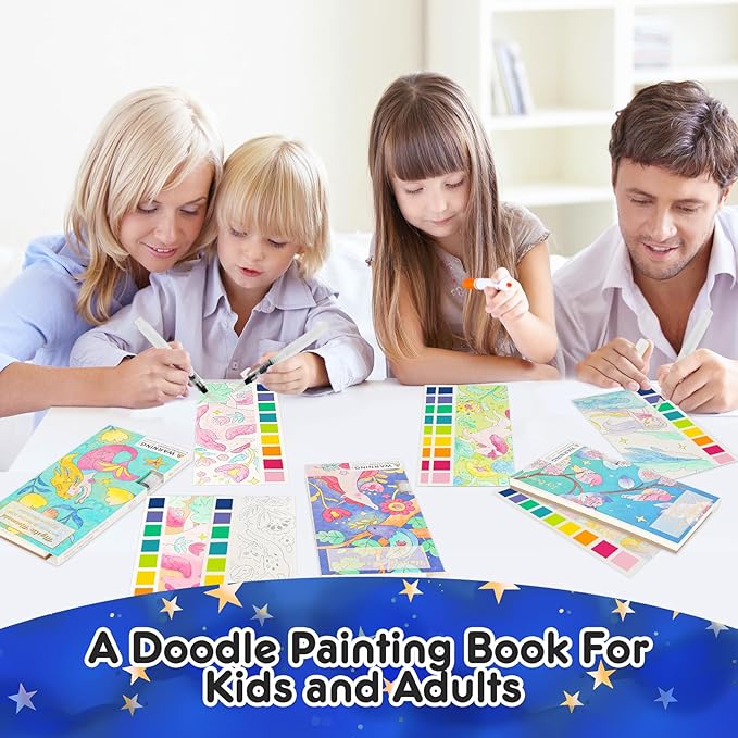 3pack Watercolor Painting Coloring Books, Paint with Water Arts & Crafts Kit for Kids, Pocket Watercolor Paint Bookmarks, Class Activities Art Supplies Party Favors Birthday Gift for Boys and Girls