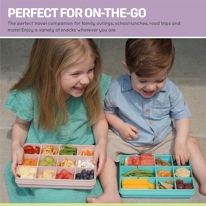 melii Snackle Box – 12-Compartment Divided Snack Container, BPA-Free Food Storage, Removable Dividers, Perfect for Kids Snacks, Arts & Crafts, Beads, and Kitchen Organization (White)