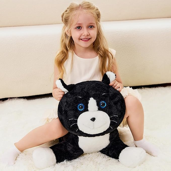 JOD® 27 Inch Weighted Black Cat Plush, Weighted Black Cat Stuffed Animal, 5 Lbs Cute Plushies Soft Pillow Toy Gift Cuddle Plushies Pillow Giant Cat for Kids Adults (71 CM)