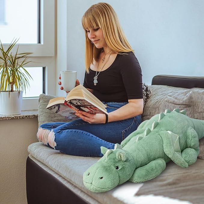 Pterosaur Stuffed Animal with Wings - Cute Soft Dinosaurs Plush Toys Little Flying Dragon Plushies Pillow Doll Christmas Birthday Gifts for Kids Boys Girls (Green,27.55inch/70cm)