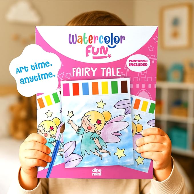 DINO MINI Watercolor Fun Value Pack - 2 Paint with Water Kits for Toddlers - Water Painting for Toddlers - Travel Activities for Kids Ages 4-8 - Screen Free Birthday Gifts (Farm - Fairy Tale)