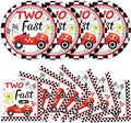 48Pcs Two Fast Plates and Napkins Two Years Old Birthday Party Decorations set Race Car 2nd Party Supplies Racing 2 fast Birthday Racing Sports Themed Disposable Tableware for Kids Boys Serves 24
