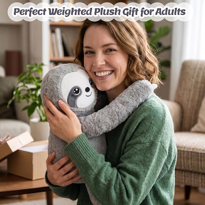 BRICHOEE 5lbs Weighted Sloth Stuffed Animals, 20'' Weighted Comfort Sensory Soothing Plush Toy, Cuddling Calming Cuddle Companion Gifts for Adults & Kids