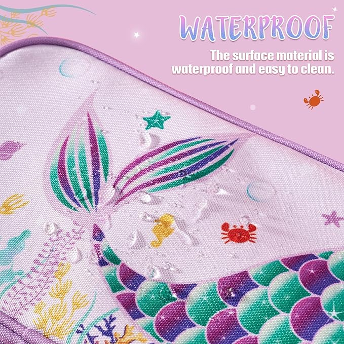 Mermaid Toiletry Bag - Kids Toiletry Bag for Girls Christmas Birthday Gift Camping Travel Toiletry Case Toiletries Makeup Cosmetic Pouch Pink Water-resistant Wash Bag Dopp Kit with Mesh Pocket
