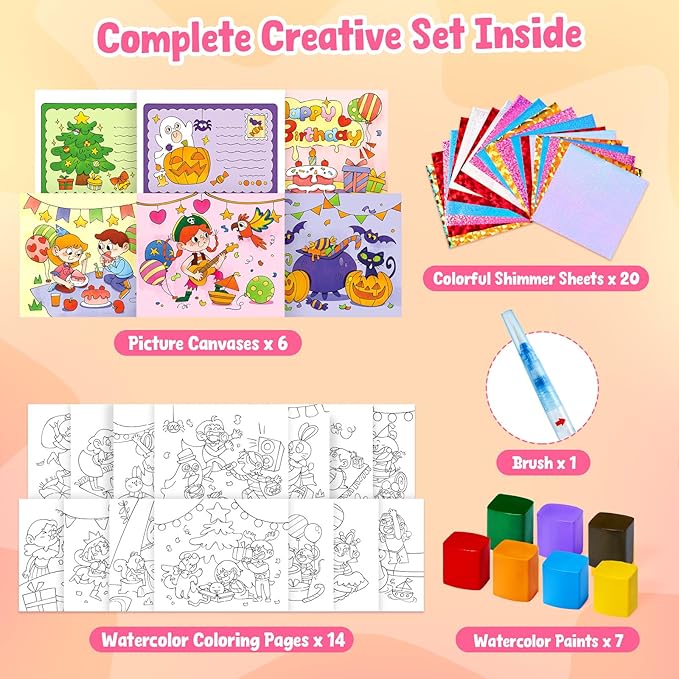 JoyCat Paint with Water Coloring Books, Art & Craft Activity, No Mess Art for Kids Ages 4-8, Craft Kits & Supplies, DIY Creative Activity, Gifts for Girls & Boys (Party)