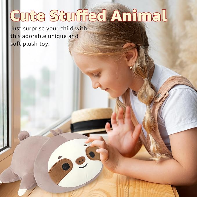 Onsoyours Original Weighted Sloth Plush, Cute Hugging Sloth Weighted Stuffed Animal, Soft Collectible Plushies Pillow Toy Gift for Kids & Adults (9.8", 1.0Lbs)