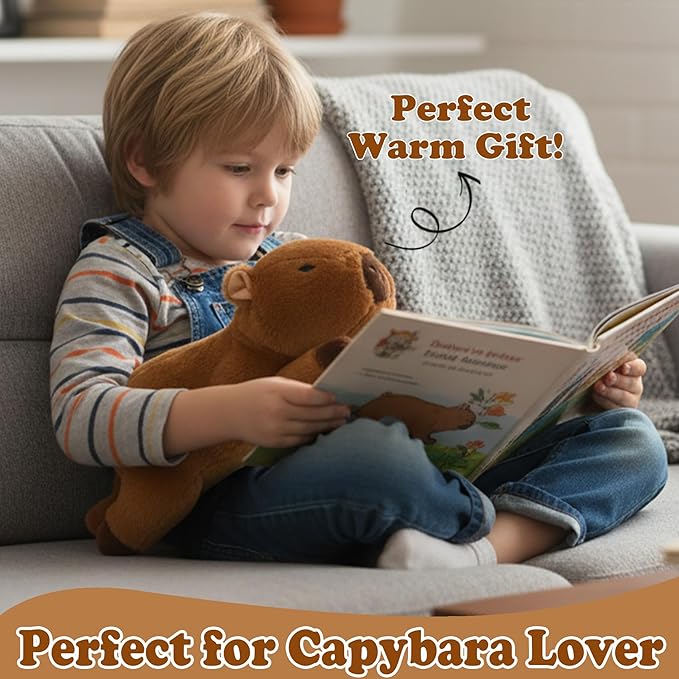 Weighted Heating Capybara Stuffed Animal - 2.2lb Weighted Heated Stuffed Animals 17in Microwave Warmth Hugs Capybara Plush Unscented Heatable & Coolable Pads for Kids Girl Adult