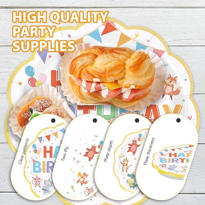 96Pcs Animal Parade Birthday Decorations Circus Carnival Plates and Napkins Circus Animals Birthday Decorations Favors for Kids Boys Girls Baby Shower Festive Circus Theme Party Supplies Serves 24