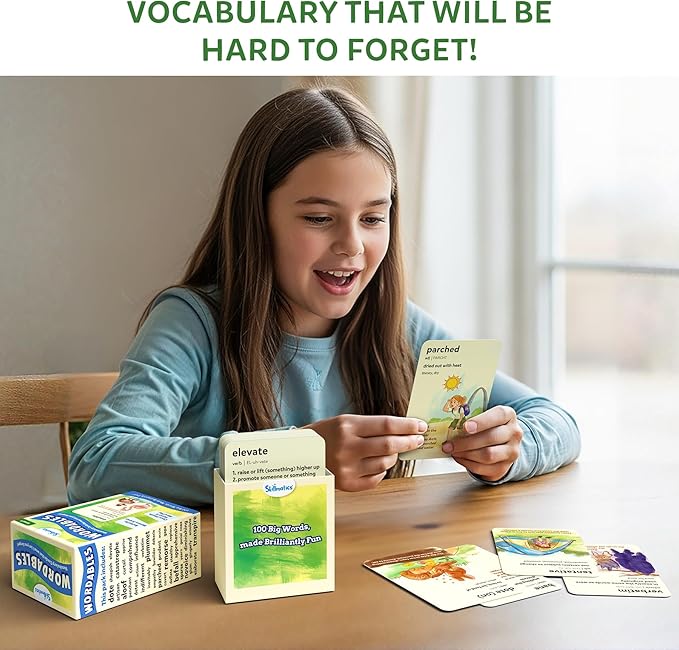 Skillmatics Vocabulary Flash Cards for Kids - Learn 100 Words with Wordplay, Visuals, & Soundplay, Educational Gift for Ages 8, 9, 10 & Up, Screen-Free Language Game