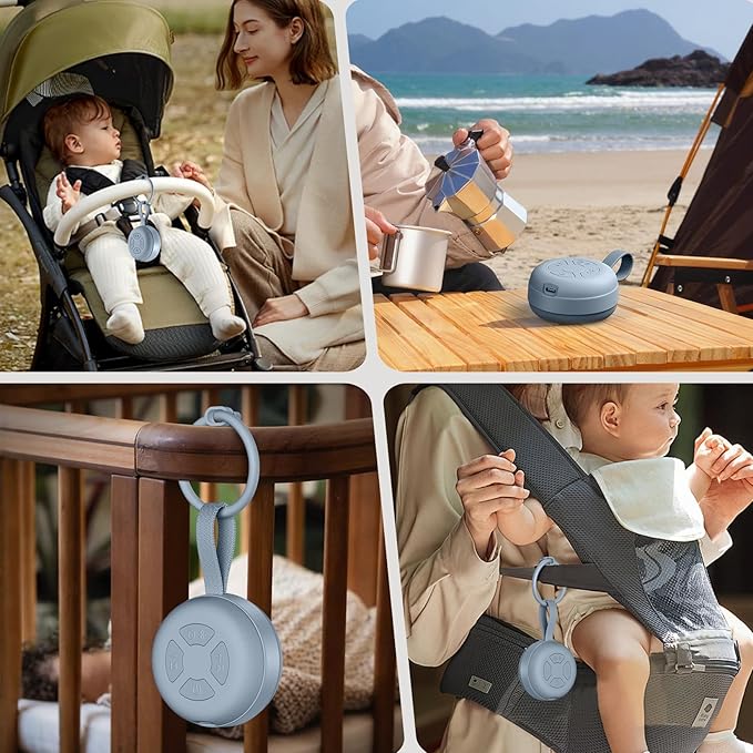 Portable Sound Machine for Baby | White Noise | 12 Soothing Sounds | Noise Canceling for Travel, Office, Nursery | Baby Shower | Registry Gift | Sleep Soother for Babies Kids Adults | Slate