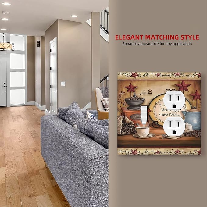 Texas Kitchen Coffee Restaurant Cafe 2-Gang 1-Toggle 1-Duplex Device Combination Wallplate Country Cottage Lodge Hotel Life One Toggle Switch and One Duplex Receptacle Outlet Combo Light Switch Cover