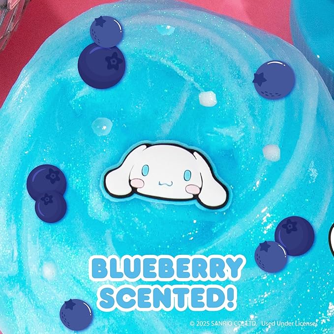 Cinnamoroll SLIMYGLOOP Jar, 8 oz. Blueberry-Scented Glitter Slime with Mix-Ins & Collectible Charm