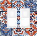 Decorative Outlet Covers Colorful Talavera Mexican Tile 2 Gang Double Gfci Rocker Electrical Wall Panels Light Switch Cover Plate For Bathroom Kitchen Decor