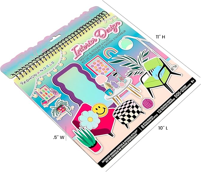 Fashion Angels Interior Design Sticker Stylist Set, Includes 20 Style Boards, 14 Sticker Sheets & 550+ Aesthetic Room Decor Stickers, Ideal for Kids & Girls