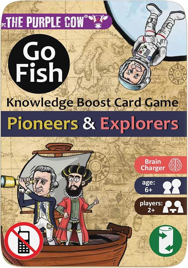 The Purple Cow Go Fish! - Pioneers & expolorers - The Classic Card Game with a General Knowledge Boost for Kids & Families Ages 6+