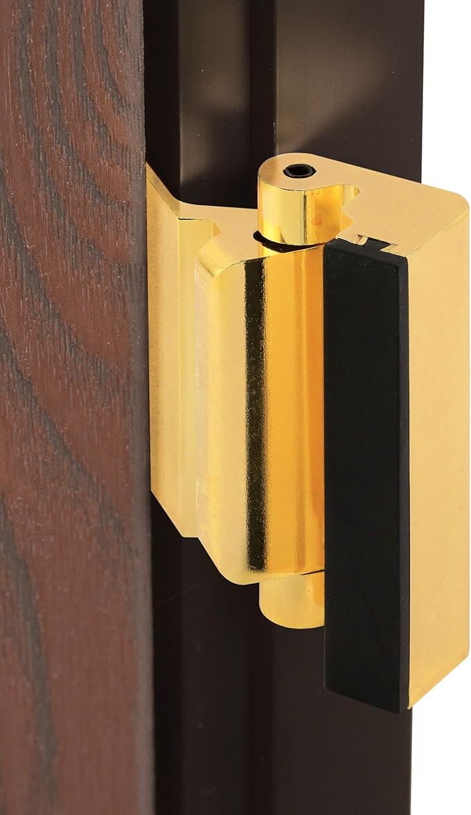 Prime-Line U 11442 Door Reinforcement Lock – Add Extra, High Security to your Home and Prevent Unauthorized Entry – 3” Stop, Aluminum Construction, Polished Brass (Single Pack)