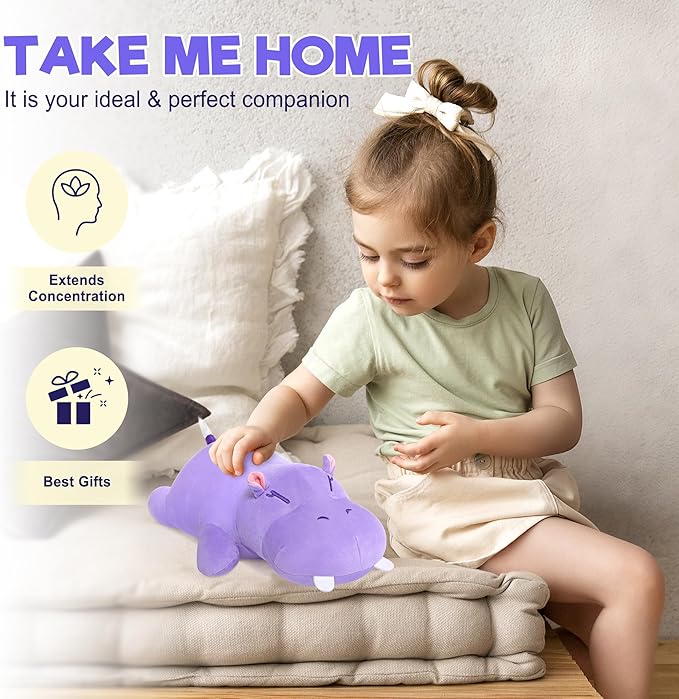 Onsoyours Original Hippo Weighted Stuffed Animals Kawaii Comfort Hippopotamus Plush, Soft Hugging Plushies Toys Gifts for Kids & Adults(9.8", 1.0Lbs)