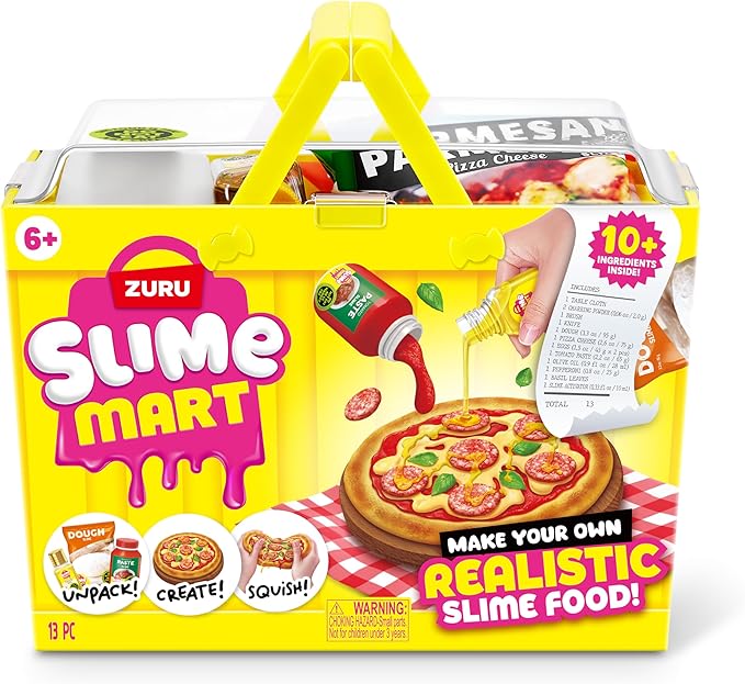 Slime Mart Small Basket by ZURU, Toy, Arts & Crafts for Kids and Kidults, Soft Slime Making Kit - Slime Kit for Girls Ages 6-10 - Fun Gift Idea for Boys Girls - Fidget Toys - Sensory Toys (Pizza)