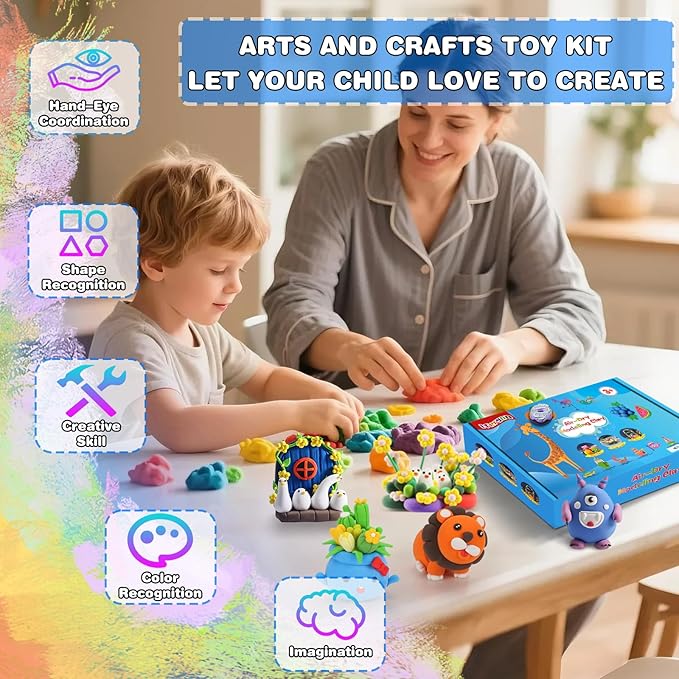 ifergoo Air Dry Clay for Kids - 102 Colors Modeling Magic Foam Clay Kit, Safe & Non-Toxic, Kids DIY Model Art & Crafts Toys with Sculpting Tools, Birthday Gifts for Boys & Girls 3-12 Years Old