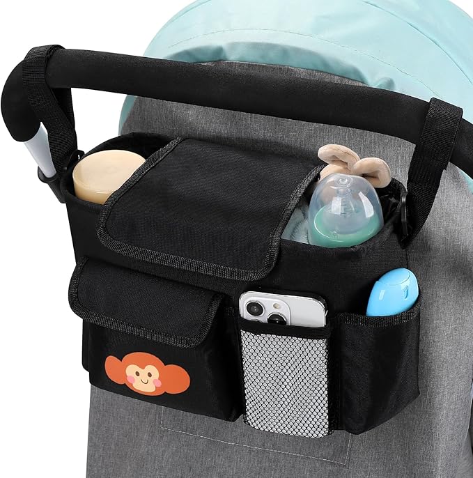 Accmor Universal Stroller Organizer with Cup Holder and Shoulder Strap, Stroller Bag Caddy Organizer Fits for Uppababy, Baby Jogger, Britax Strollers