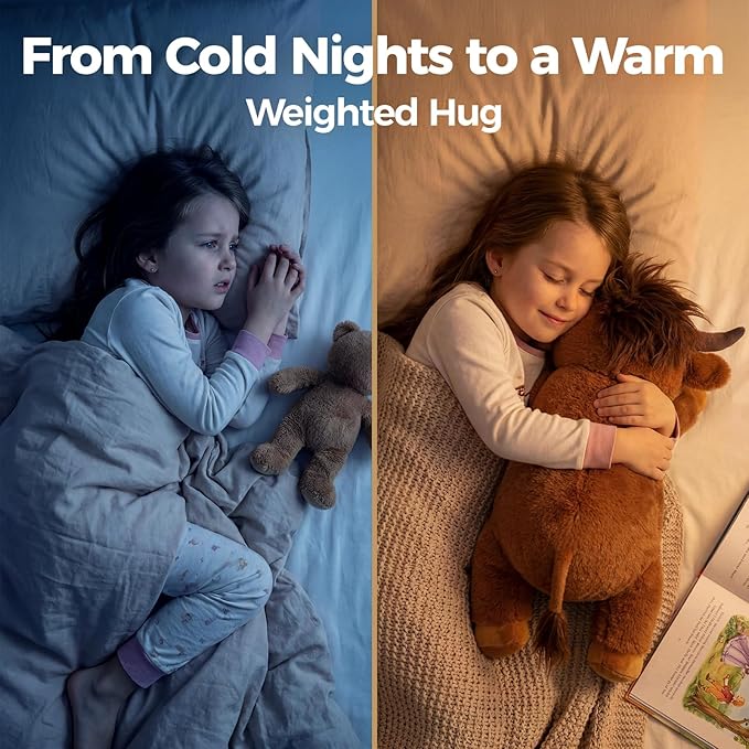 Mewaii Weighted Stuffed Animals with Microwavable Heating Pad - 5 lbs Adjustable, Heatable & Coolable Stuffed Animal for Realistic Hug, Removable Inner Pad, Plush Gifts for Kids (Amber Brown, 23 Inch)