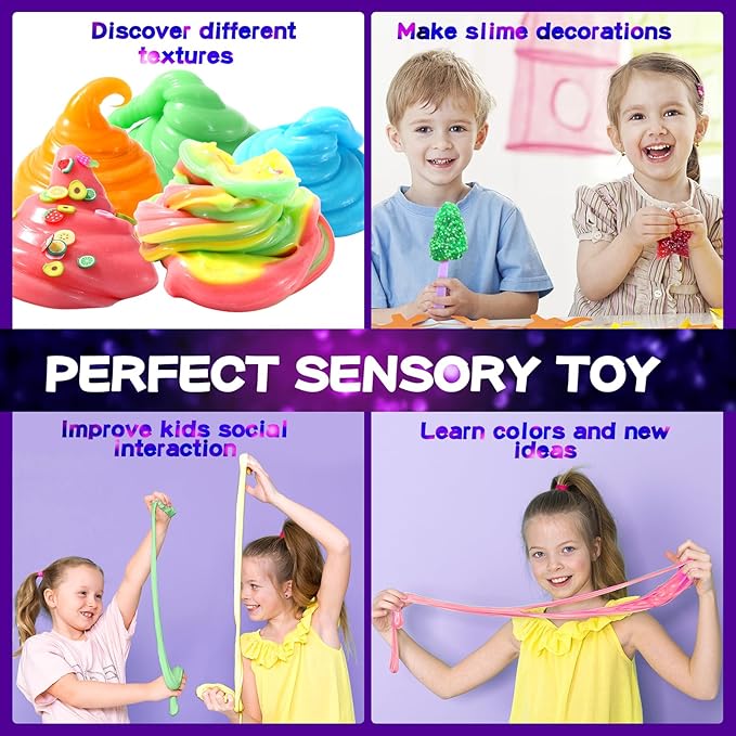 Confetti Slime Kit, Sparkling Slime Making Kit, DIY Craft Set with Clear Glue, Colors, and Decorations, Ages 6+