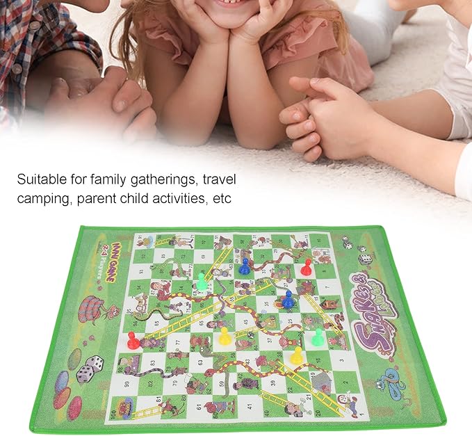 Flying Chess Ladder Board Game Set 2 in 1 Chess Board Games Toys for Kids Adults Entertainment Non Woven Fabric Foldable Lightweight Portable Travel Family Fun PP Material