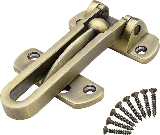 Earl Diamond Door Lock Latch for Home Security - Swing Bar Door Guard for Front and Inside Door, Safety Childproof Reinforcement Door Stopper for Kids Home Hotel Apartment, Antique Bronze