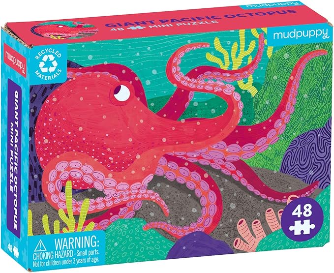 Mudpuppy Pacific Octopus – Mini Puzzle Featuring Vibrant Octopus Seascape Perfect Travel Activity for Children Ages 4 and Up
